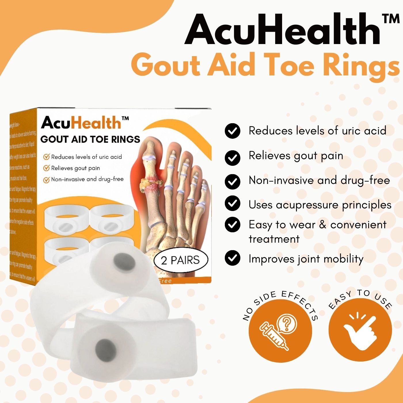 AcuHealth™ Gout Aid Toe Rings